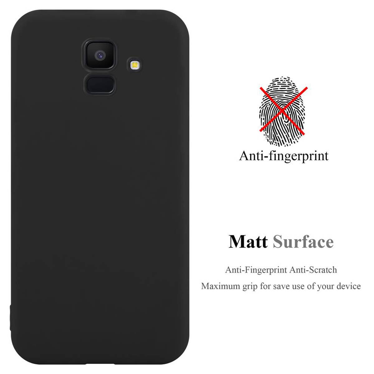 Cadorabo Hülle für Samsung Galaxy J6 2018 Schutzhülle in Schwarz Handyhülle TPU Silikon Etui Case Cover