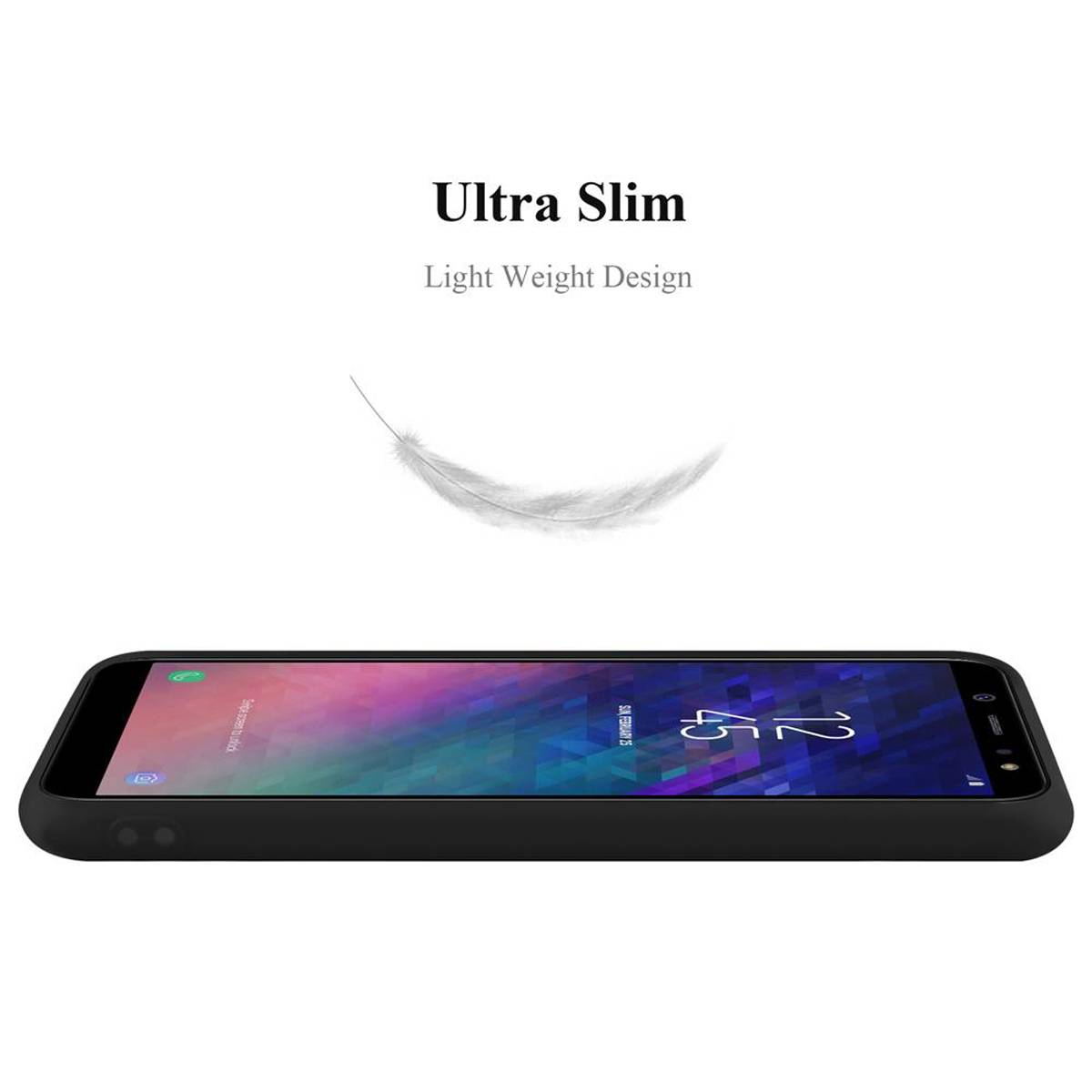 Cadorabo Hülle für Samsung Galaxy J6 2018 Schutzhülle in Schwarz Handyhülle TPU Silikon Etui Case Cover