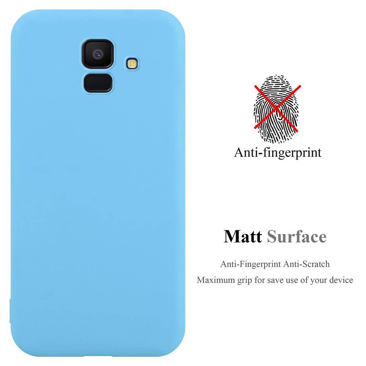 Cadorabo Hülle für Samsung Galaxy J6 2018 Schutzhülle in Blau Handyhülle TPU Silikon Etui Case Cover