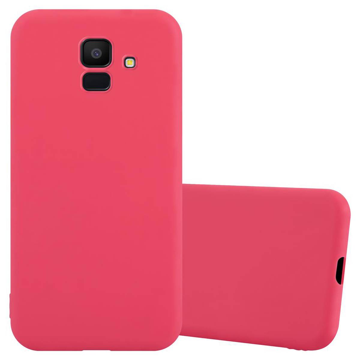 Cadorabo Hülle für Samsung Galaxy J6 2018 Schutzhülle in Rot Handyhülle TPU Silikon Etui Case Cover