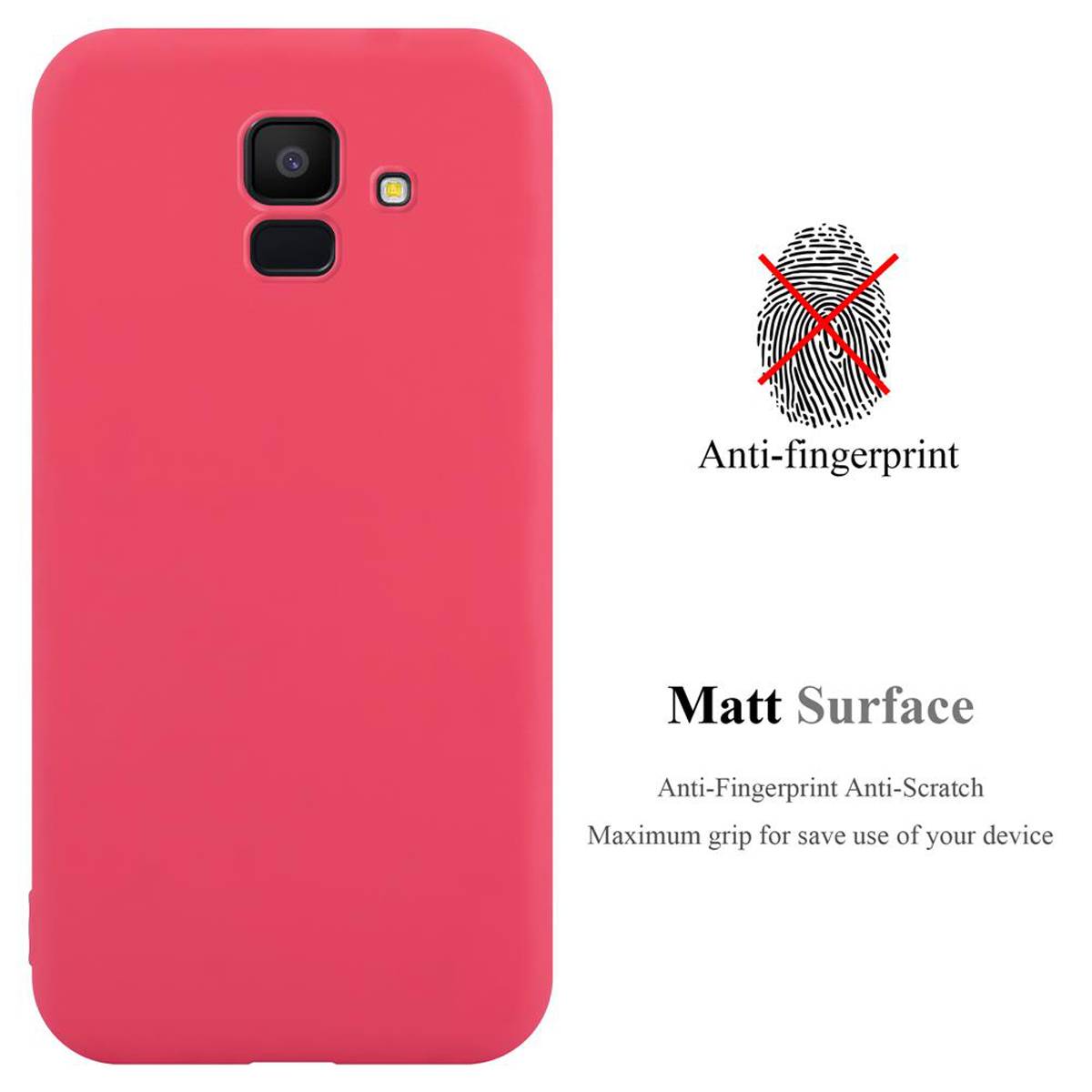 Cadorabo Hülle für Samsung Galaxy J6 2018 Schutzhülle in Rot Handyhülle TPU Silikon Etui Case Cover