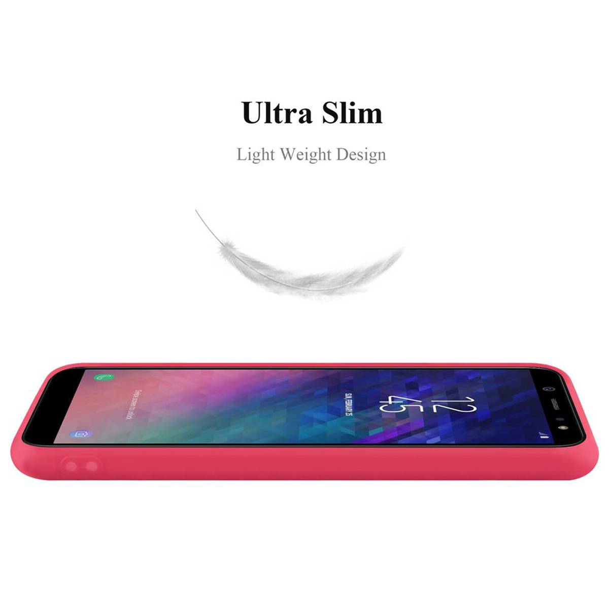 Cadorabo Hülle für Samsung Galaxy J6 2018 Schutzhülle in Rot Handyhülle TPU Silikon Etui Case Cover