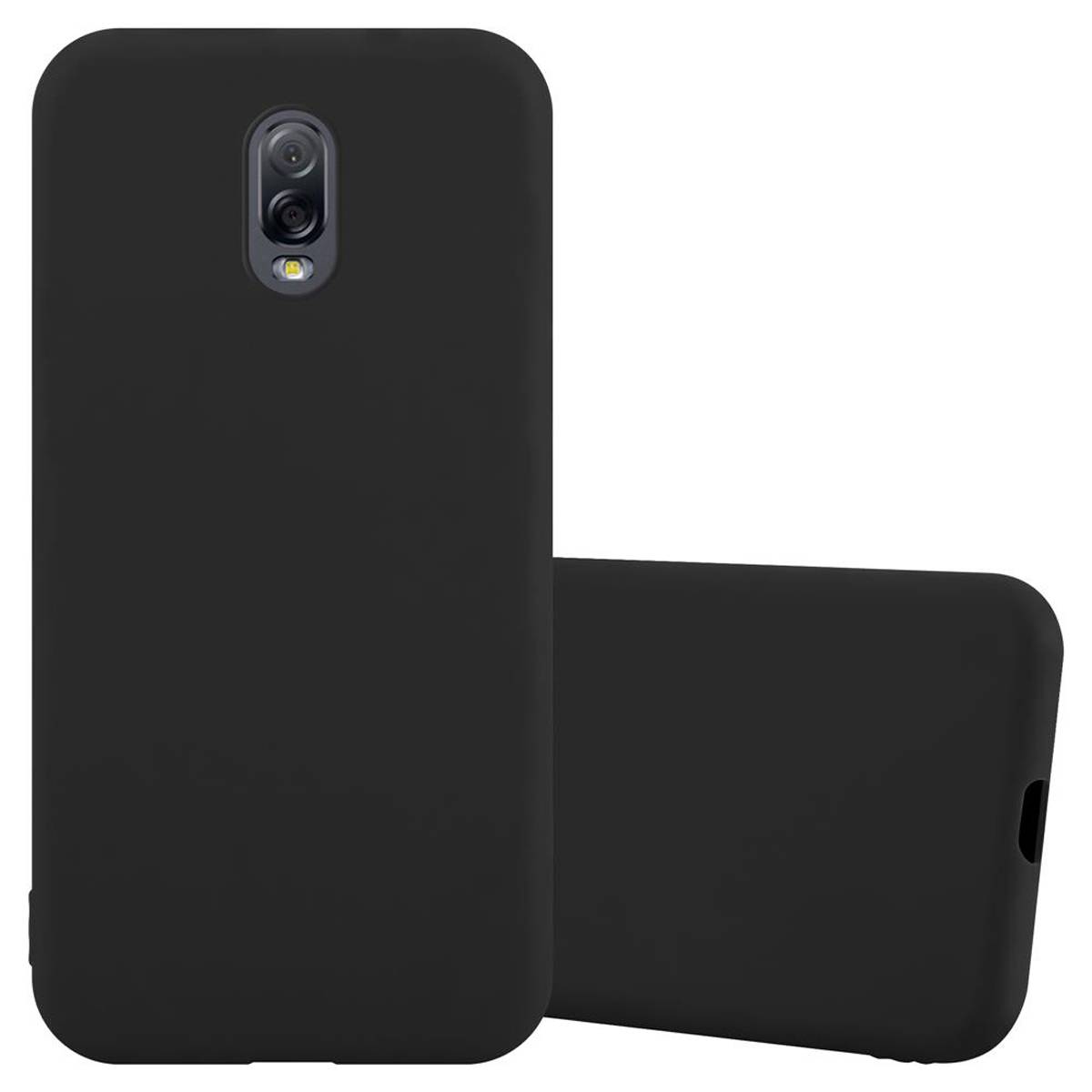 Cadorabo Hülle für Samsung Galaxy J7 PLUS / C8 Schutzhülle in Schwarz Handyhülle TPU Silikon Etui Case Cover
