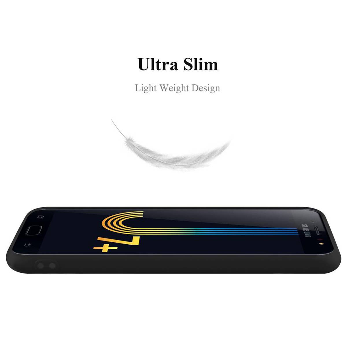 Cadorabo Hülle für Samsung Galaxy J7 PLUS / C8 Schutzhülle in Schwarz Handyhülle TPU Silikon Etui Case Cover