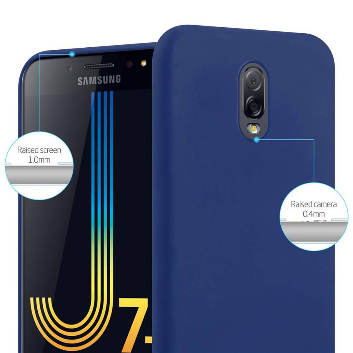 Cadorabo Hülle für Samsung Galaxy J7 PLUS / C8 Schutzhülle in Blau Handyhülle TPU Silikon Etui Case Cover