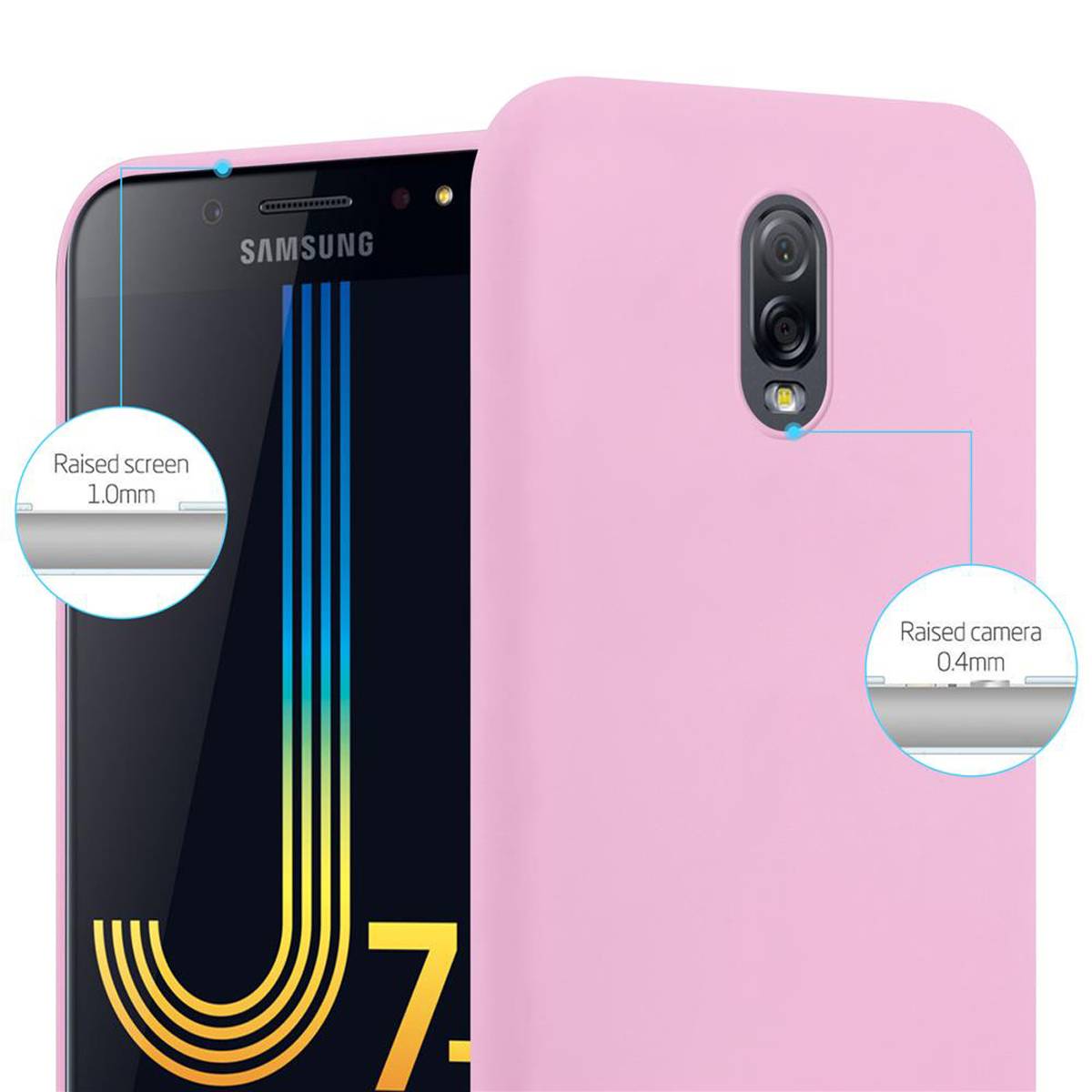 Cadorabo Hülle für Samsung Galaxy J7 PLUS / C8 Schutzhülle in Rosa Handyhülle TPU Silikon Etui Case Cover