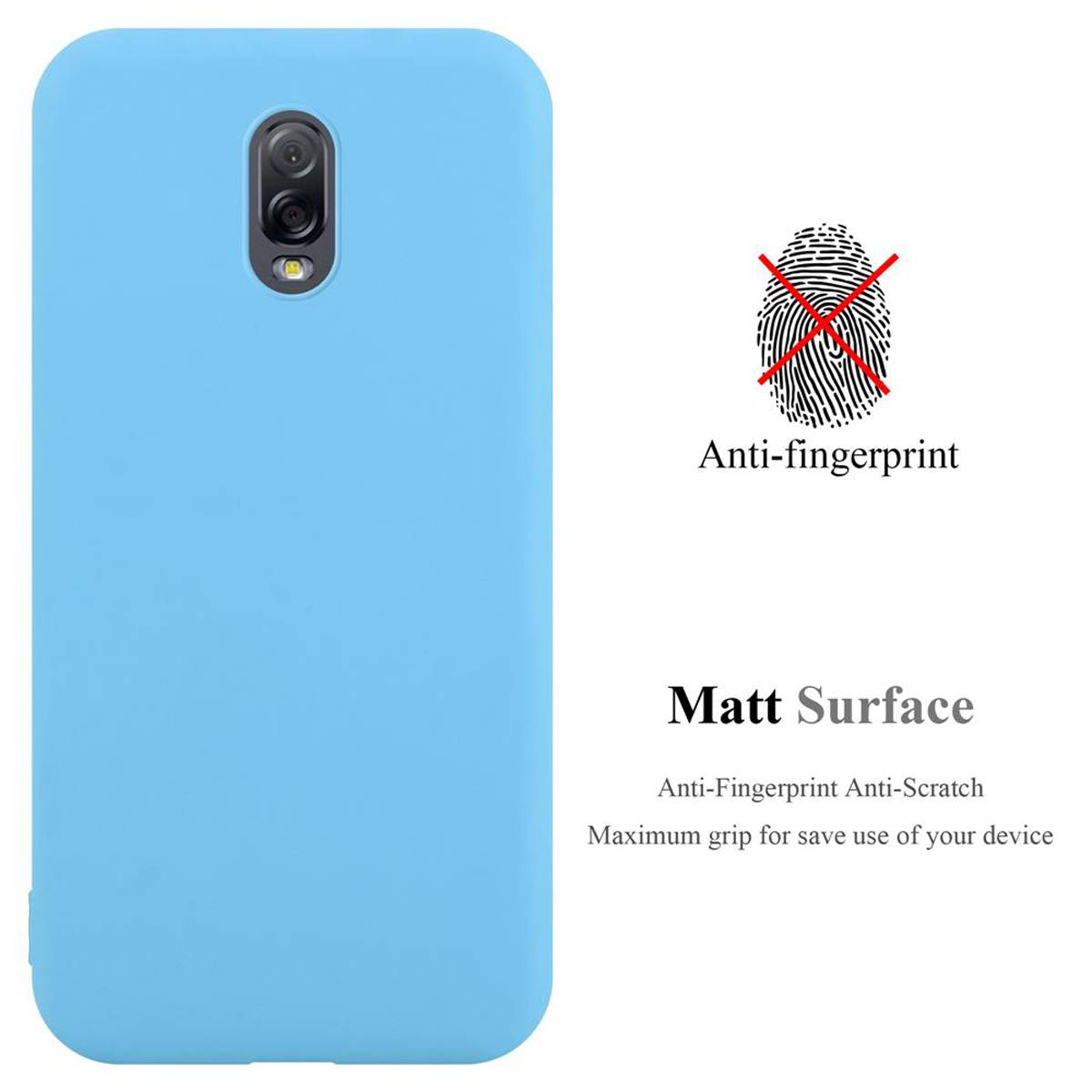 Cadorabo Hülle für Samsung Galaxy J7 PLUS / C8 Schutzhülle in Blau Handyhülle TPU Silikon Etui Case Cover