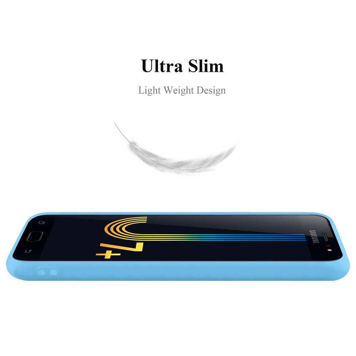 Cadorabo Hülle für Samsung Galaxy J7 PLUS / C8 Schutzhülle in Blau Handyhülle TPU Silikon Etui Case Cover