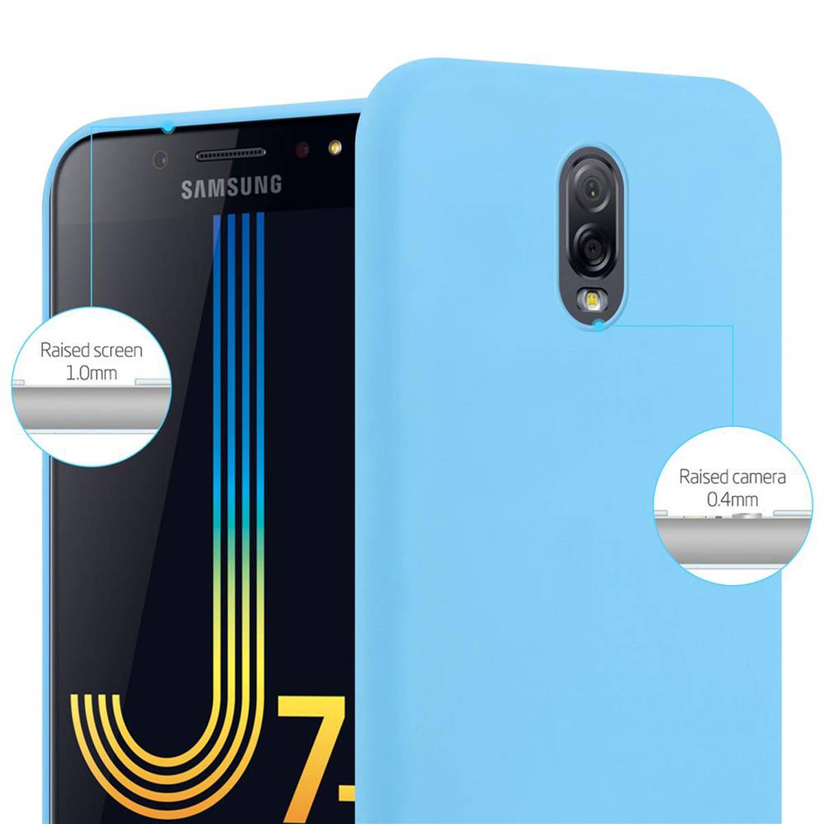 Cadorabo Hülle für Samsung Galaxy J7 PLUS / C8 Schutzhülle in Blau Handyhülle TPU Silikon Etui Case Cover