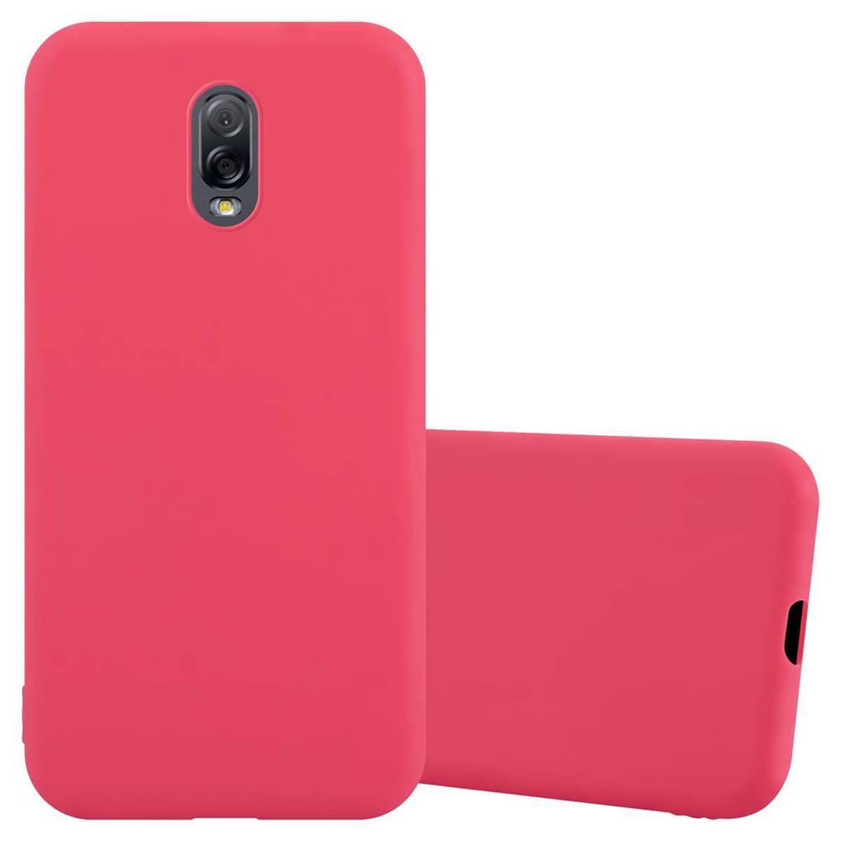 Cadorabo Hülle für Samsung Galaxy J7 PLUS / C8 Schutzhülle in Rot Handyhülle TPU Silikon Etui Case Cover