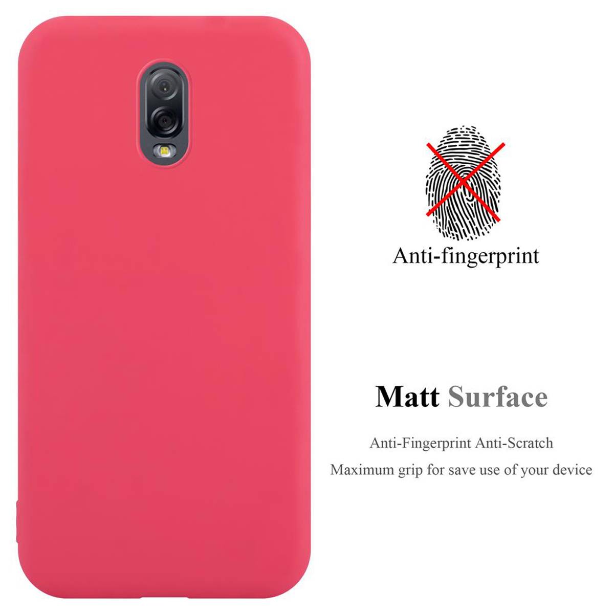 Cadorabo Hülle für Samsung Galaxy J7 PLUS / C8 Schutzhülle in Rot Handyhülle TPU Silikon Etui Case Cover