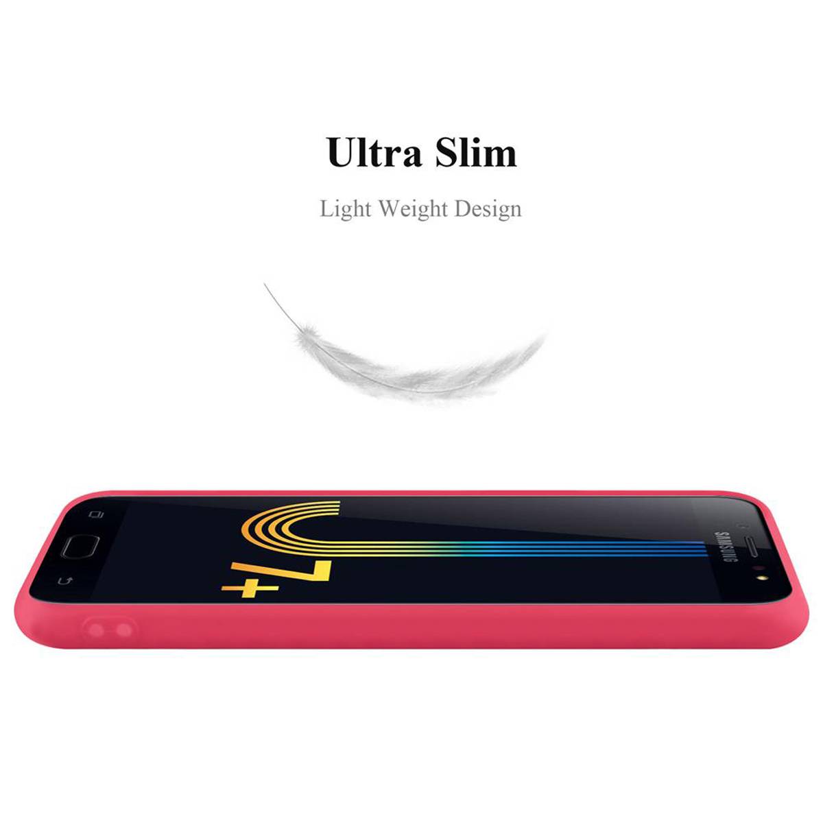 Cadorabo Hülle für Samsung Galaxy J7 PLUS / C8 Schutzhülle in Rot Handyhülle TPU Silikon Etui Case Cover