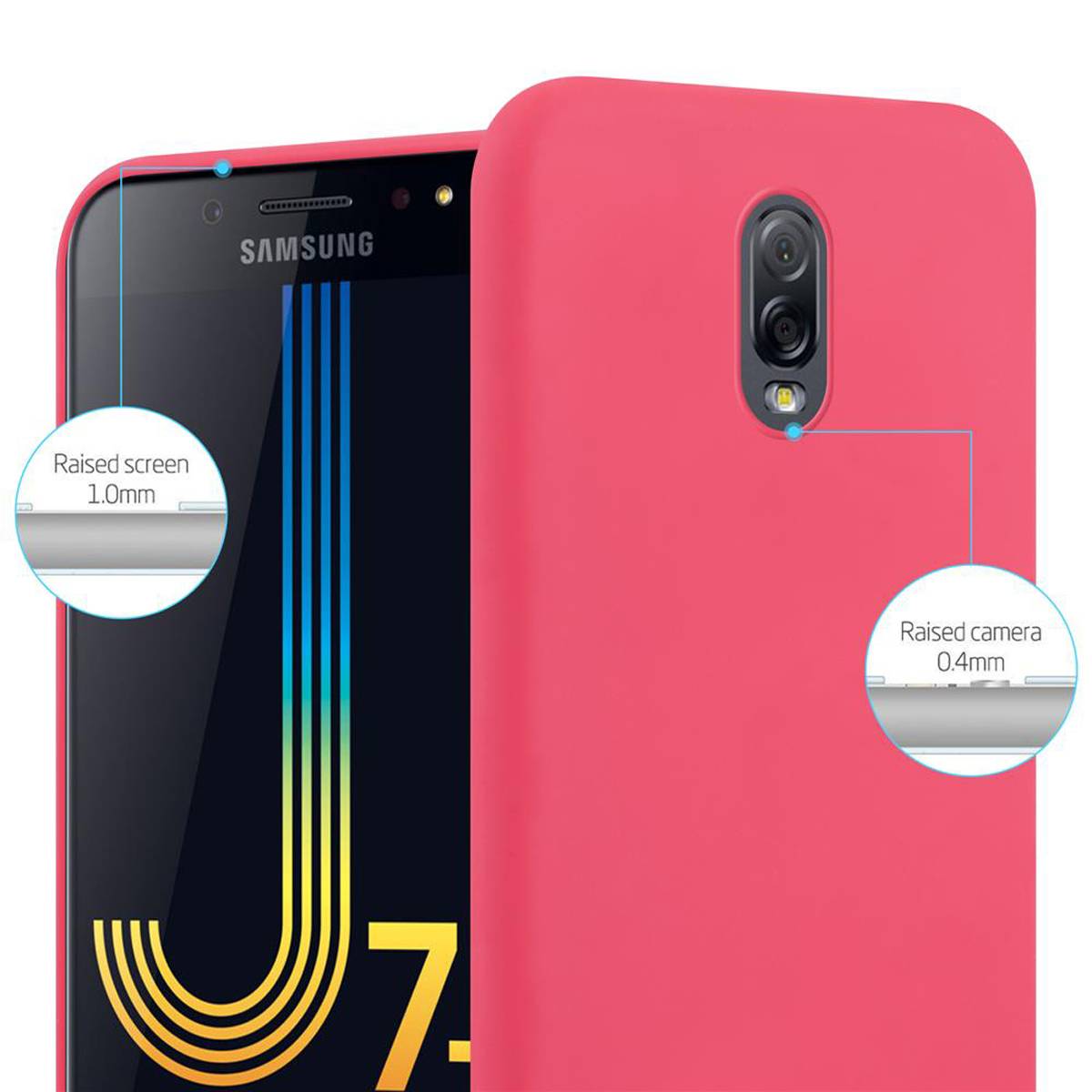Cadorabo Hülle für Samsung Galaxy J7 PLUS / C8 Schutzhülle in Rot Handyhülle TPU Silikon Etui Case Cover