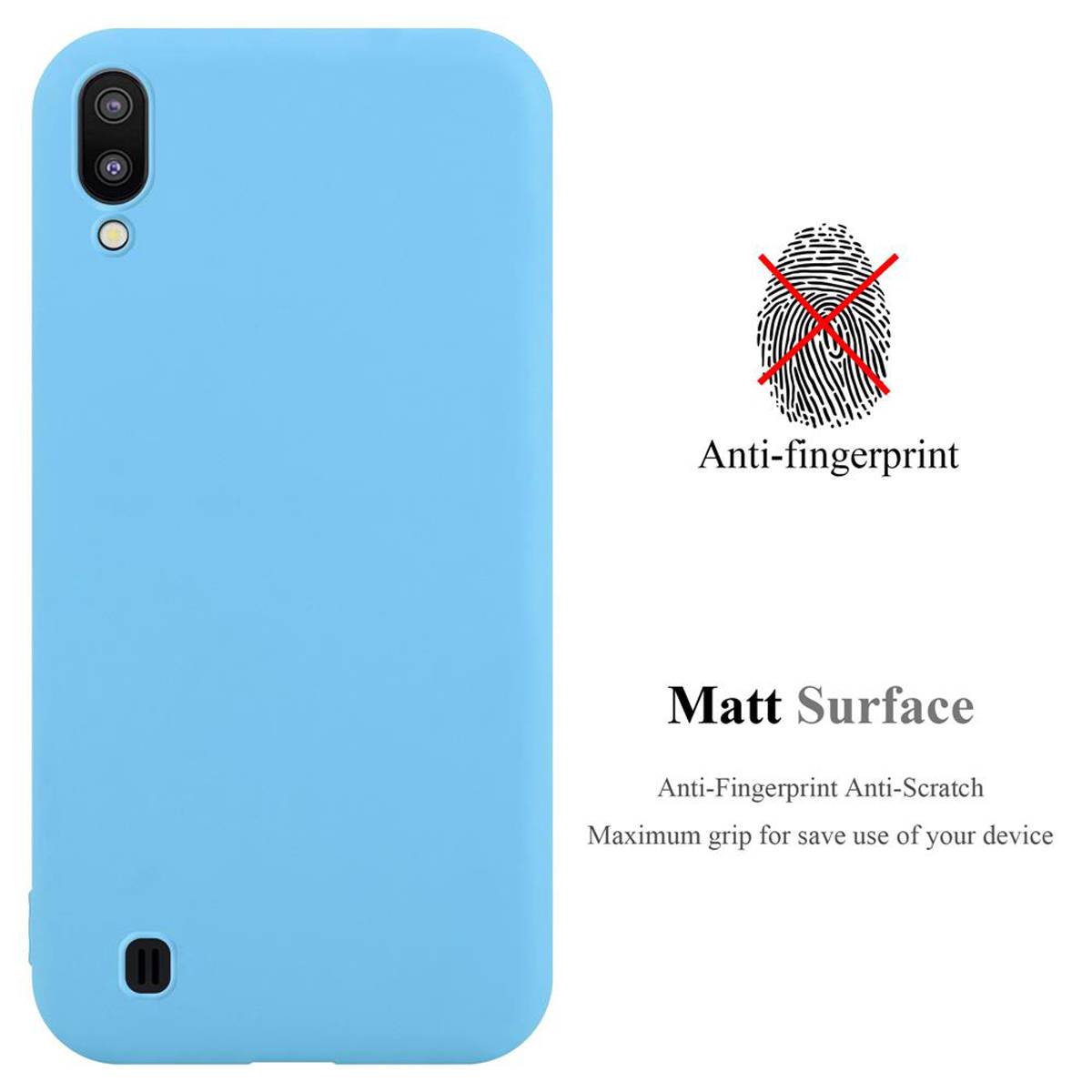 Cadorabo Hülle für Samsung Galaxy A10 / M10 Schutzhülle in Blau Handyhülle TPU Silikon Etui Case Cover