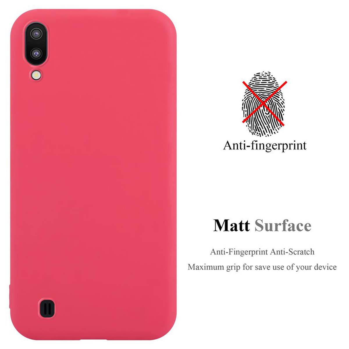 Cadorabo Hülle für Samsung Galaxy A10 / M10 Schutzhülle in Rot Handyhülle TPU Silikon Etui Case Cover
