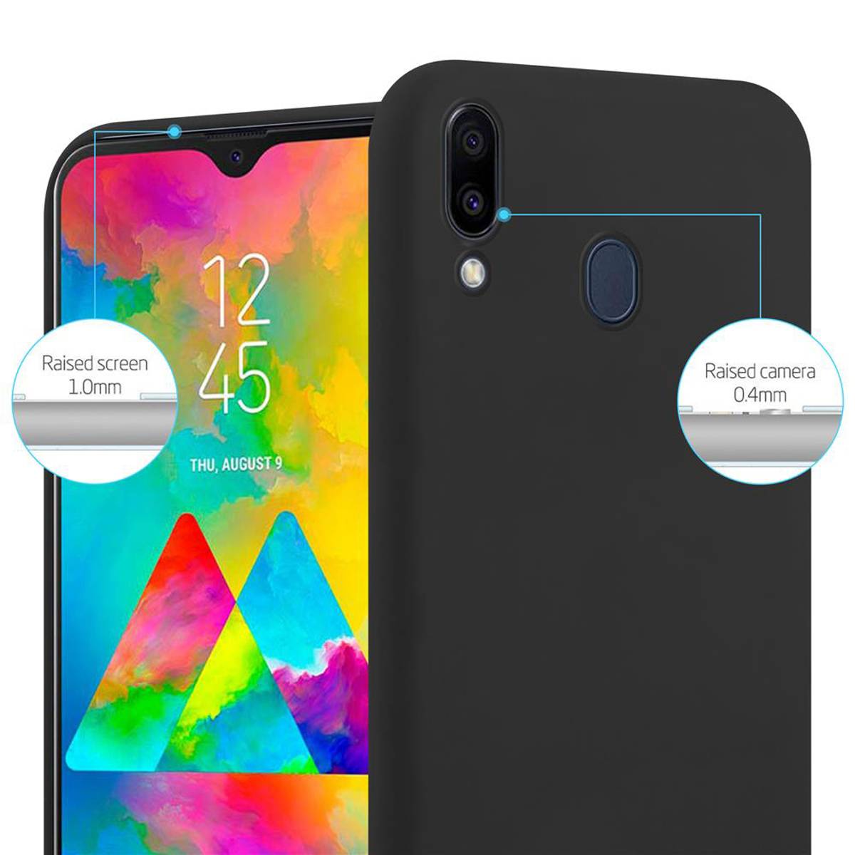 Cadorabo Hülle für Samsung Galaxy M20 Schutzhülle in Schwarz Handyhülle TPU Silikon Etui Case Cover