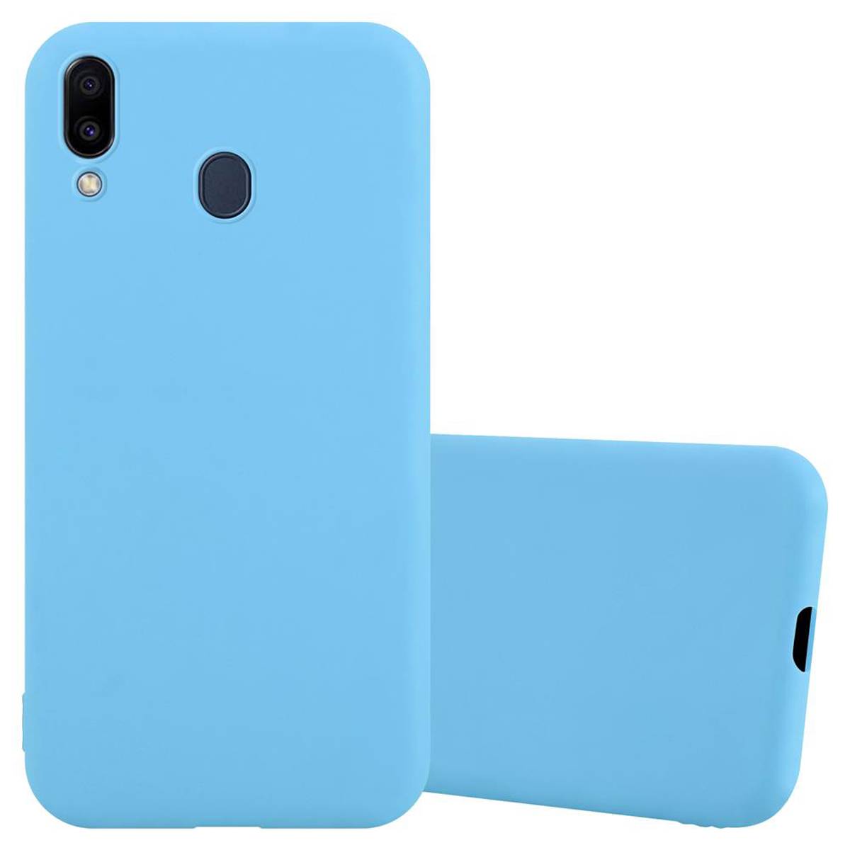 Cadorabo Hülle für Samsung Galaxy M20 Schutzhülle in Blau Handyhülle TPU Silikon Etui Case Cover