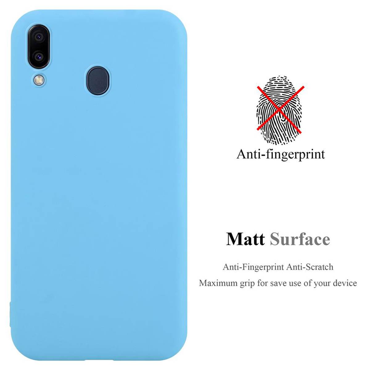 Cadorabo Hülle für Samsung Galaxy M20 Schutzhülle in Blau Handyhülle TPU Silikon Etui Case Cover