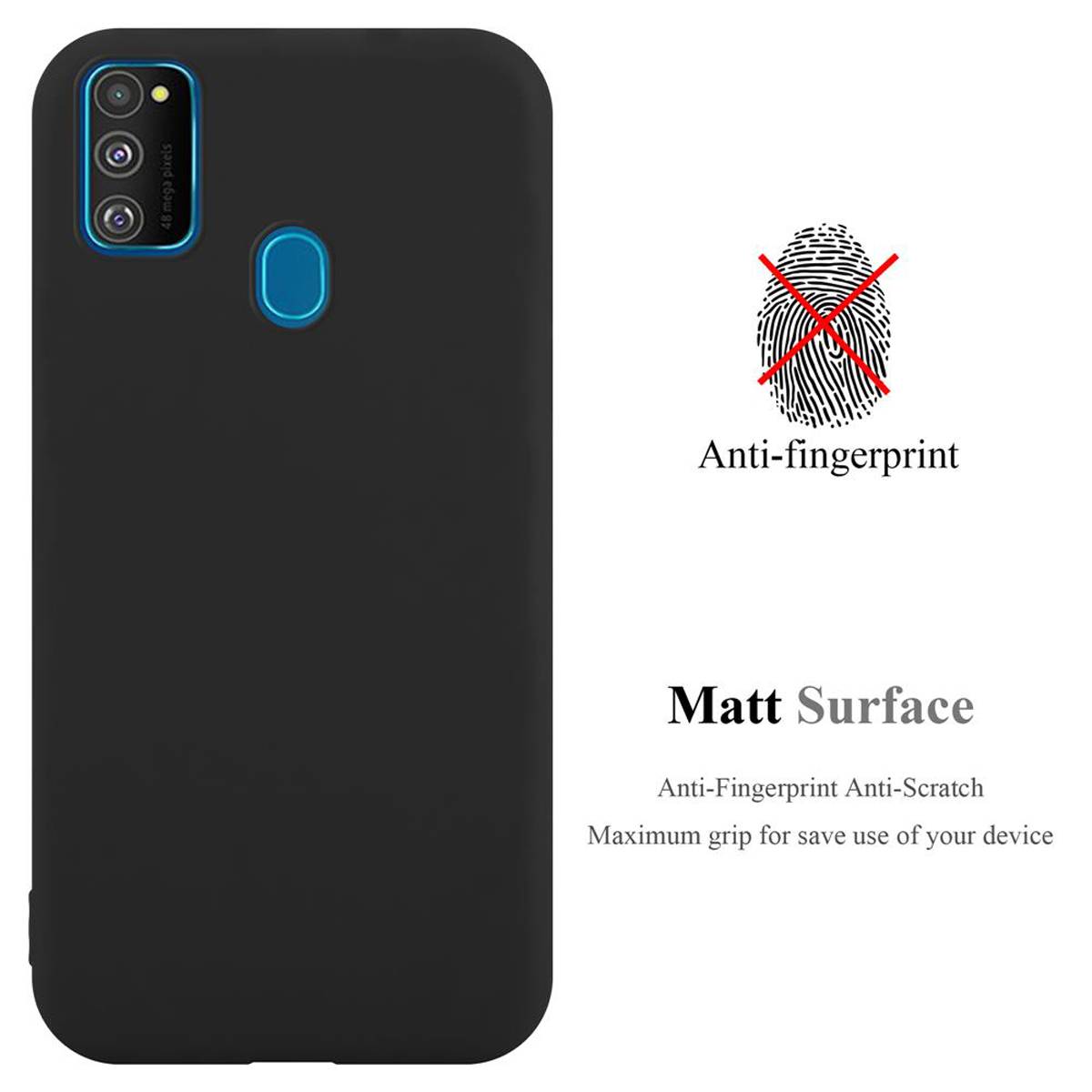Cadorabo Hülle für Samsung Galaxy M21 / M30s Schutzhülle in Schwarz Handyhülle TPU Silikon Etui Case Cover