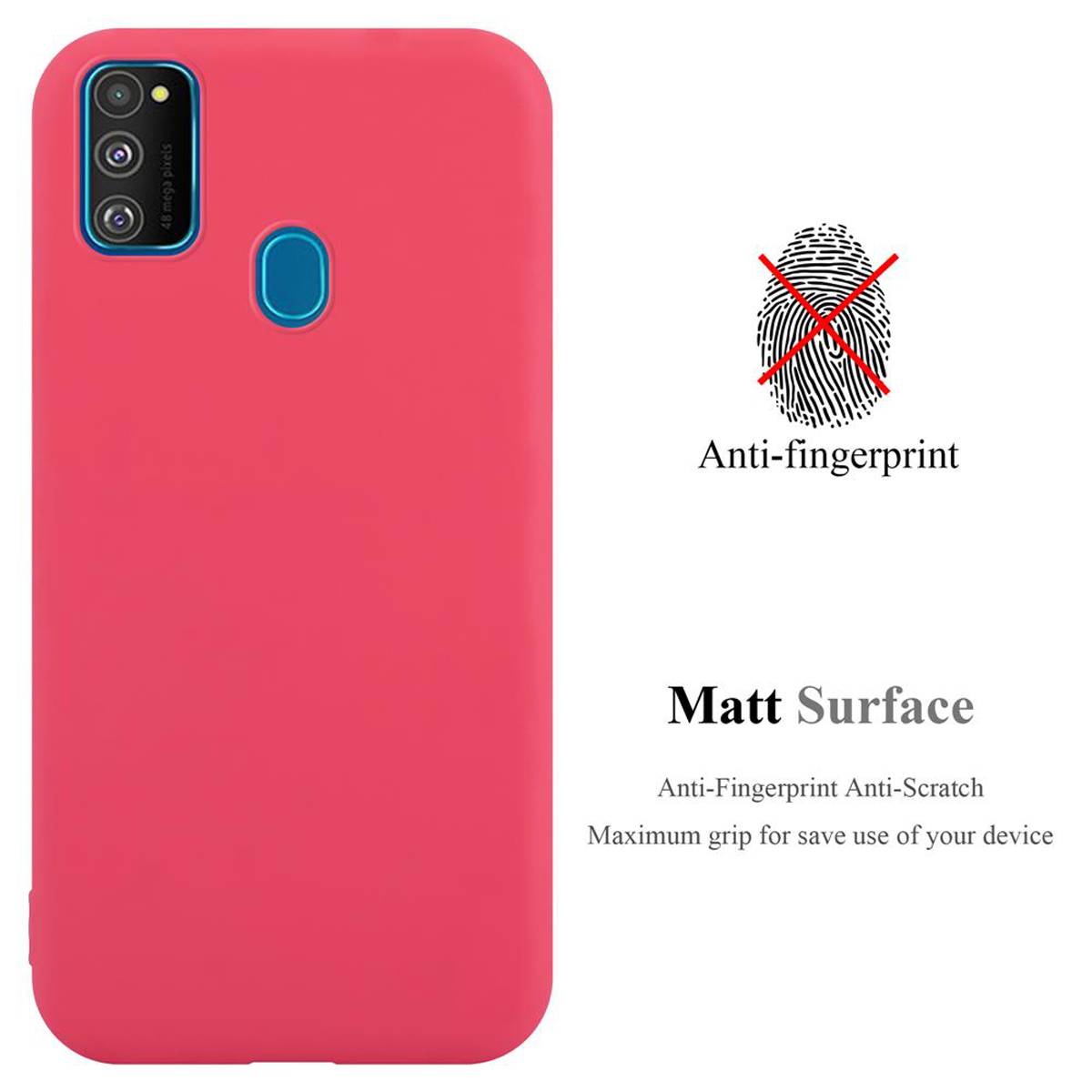 Cadorabo Hülle für Samsung Galaxy M21 / M30s Schutzhülle in Rot Handyhülle TPU Silikon Etui Case Cover