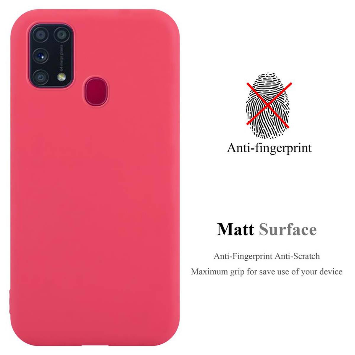 Cadorabo Hülle für Samsung Galaxy M31 Schutzhülle in Rot Handyhülle TPU Silikon Etui Case Cover