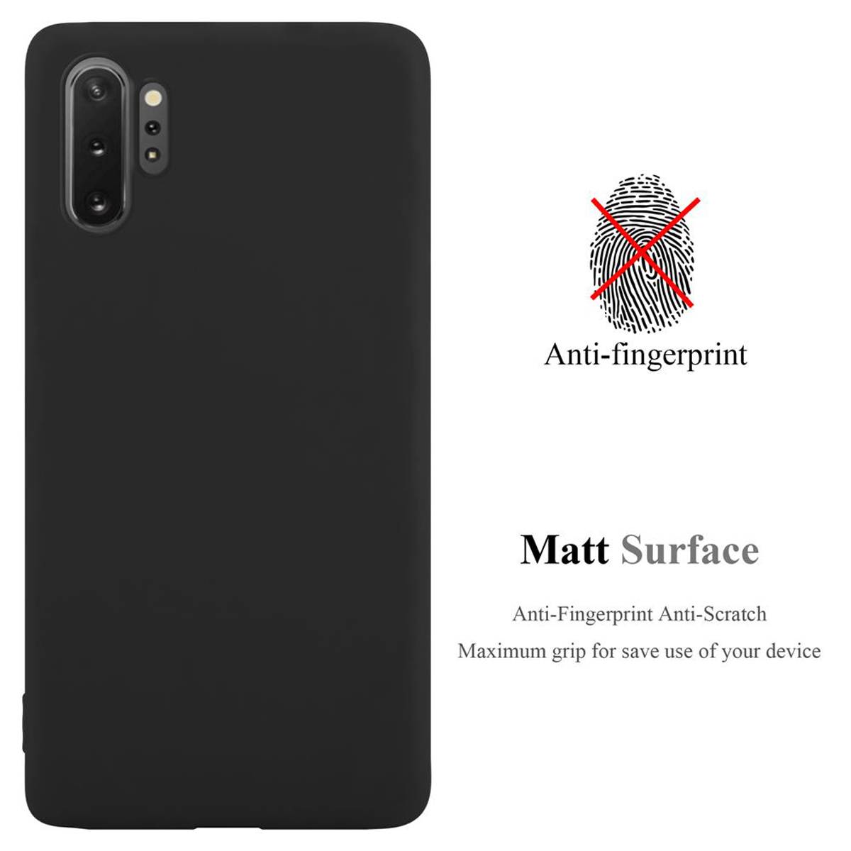 Cadorabo Hülle für Samsung Galaxy NOTE 10 PLUS Schutzhülle in Schwarz Handyhülle TPU Silikon Etui Case Cover
