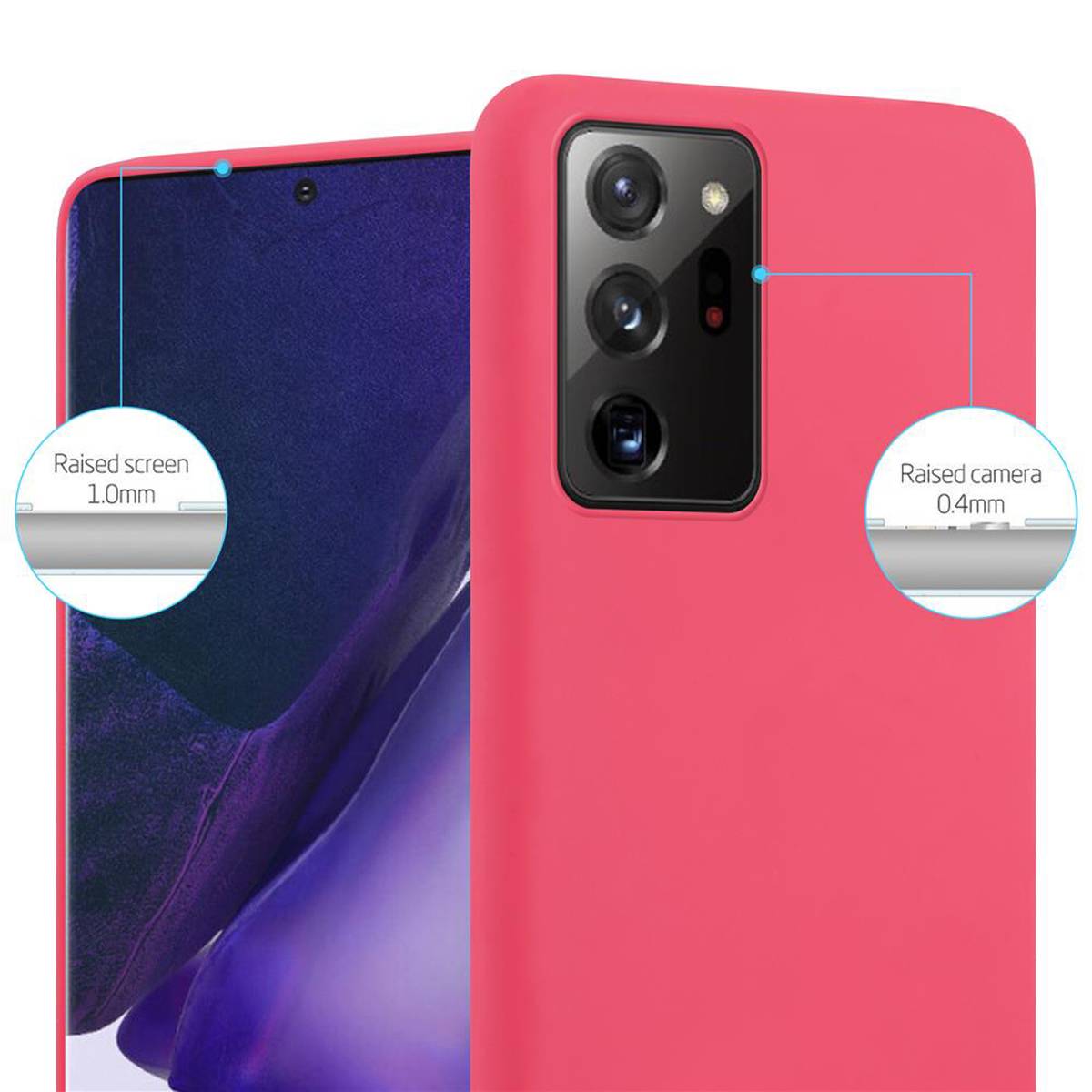 Cadorabo Hülle für Samsung Galaxy NOTE 20 PLUS Schutzhülle in Rot Handyhülle TPU Silikon Etui Case Cover