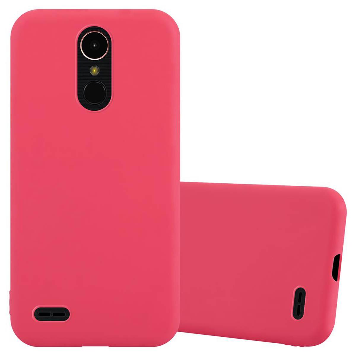 Cadorabo Hülle für LG K10 2017 Schutzhülle in Rot Handyhülle TPU Silikon Etui Case Cover