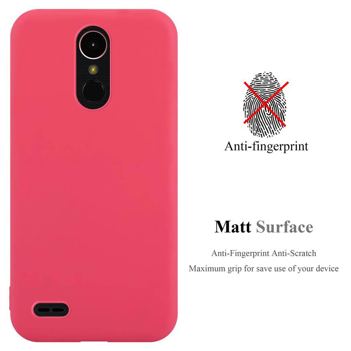 Cadorabo Hülle für LG K10 2017 Schutzhülle in Rot Handyhülle TPU Silikon Etui Case Cover