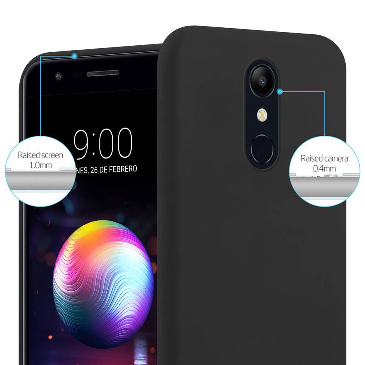 Cadorabo Hülle für LG K10 2018 / K11 / K11 PLUS Schutzhülle in Schwarz Handyhülle TPU Silikon Etui Case Cover