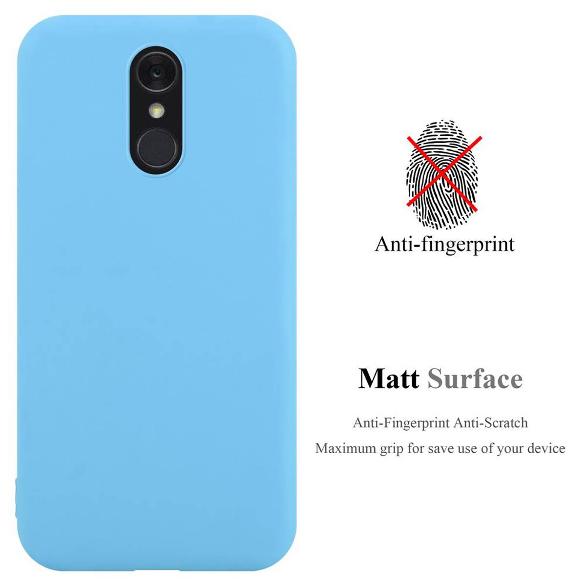Cadorabo Hülle für LG Q7 / Q7a / Q7+ Schutzhülle in Blau Handyhülle TPU Silikon Etui Case Cover