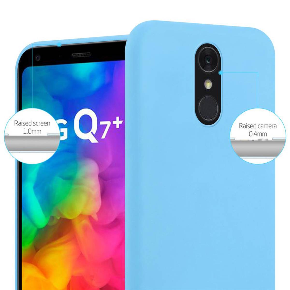 Cadorabo Hülle für LG Q7 / Q7a / Q7+ Schutzhülle in Blau Handyhülle TPU Silikon Etui Case Cover