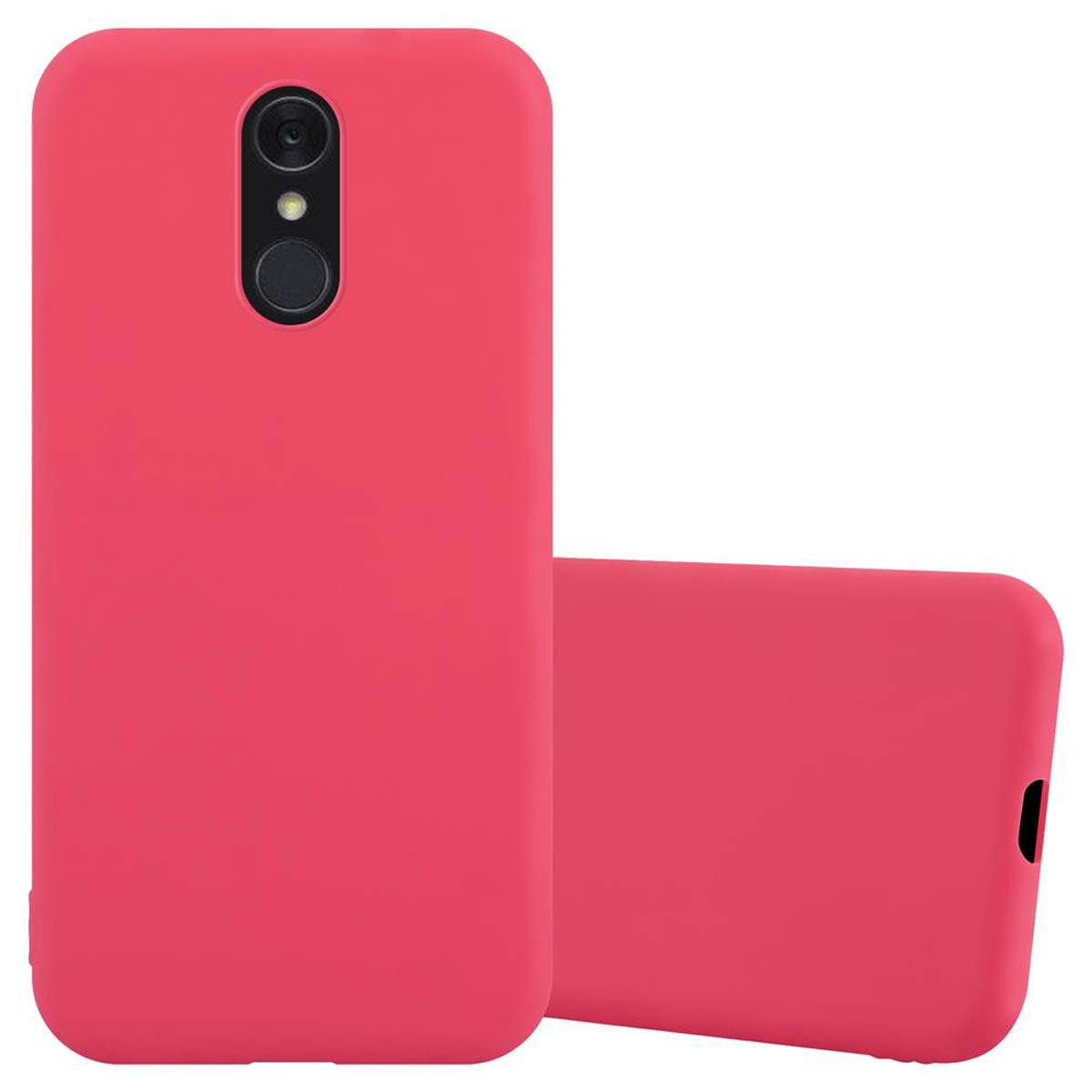 Cadorabo Hülle für LG Q7 / Q7a / Q7+ Schutzhülle in Rot Handyhülle TPU Silikon Etui Case Cover