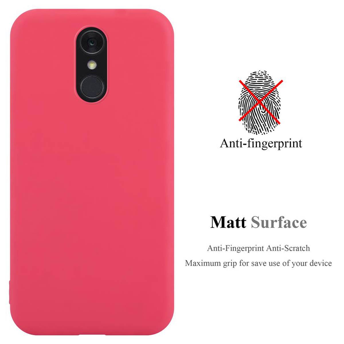 Cadorabo Hülle für LG Q7 / Q7a / Q7+ Schutzhülle in Rot Handyhülle TPU Silikon Etui Case Cover