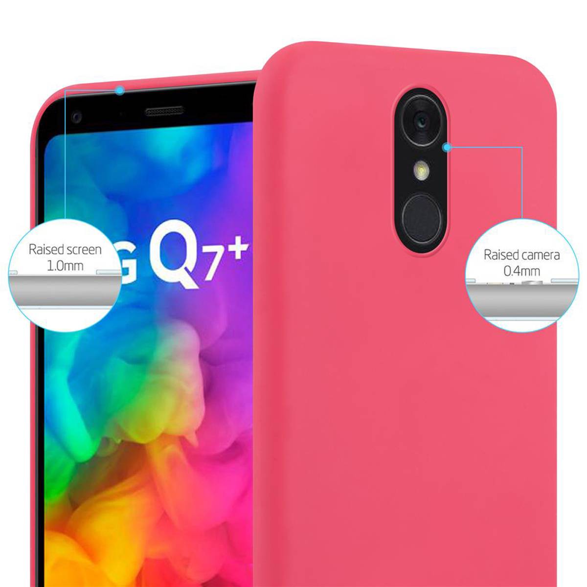 Cadorabo Hülle für LG Q7 / Q7a / Q7+ Schutzhülle in Rot Handyhülle TPU Silikon Etui Case Cover