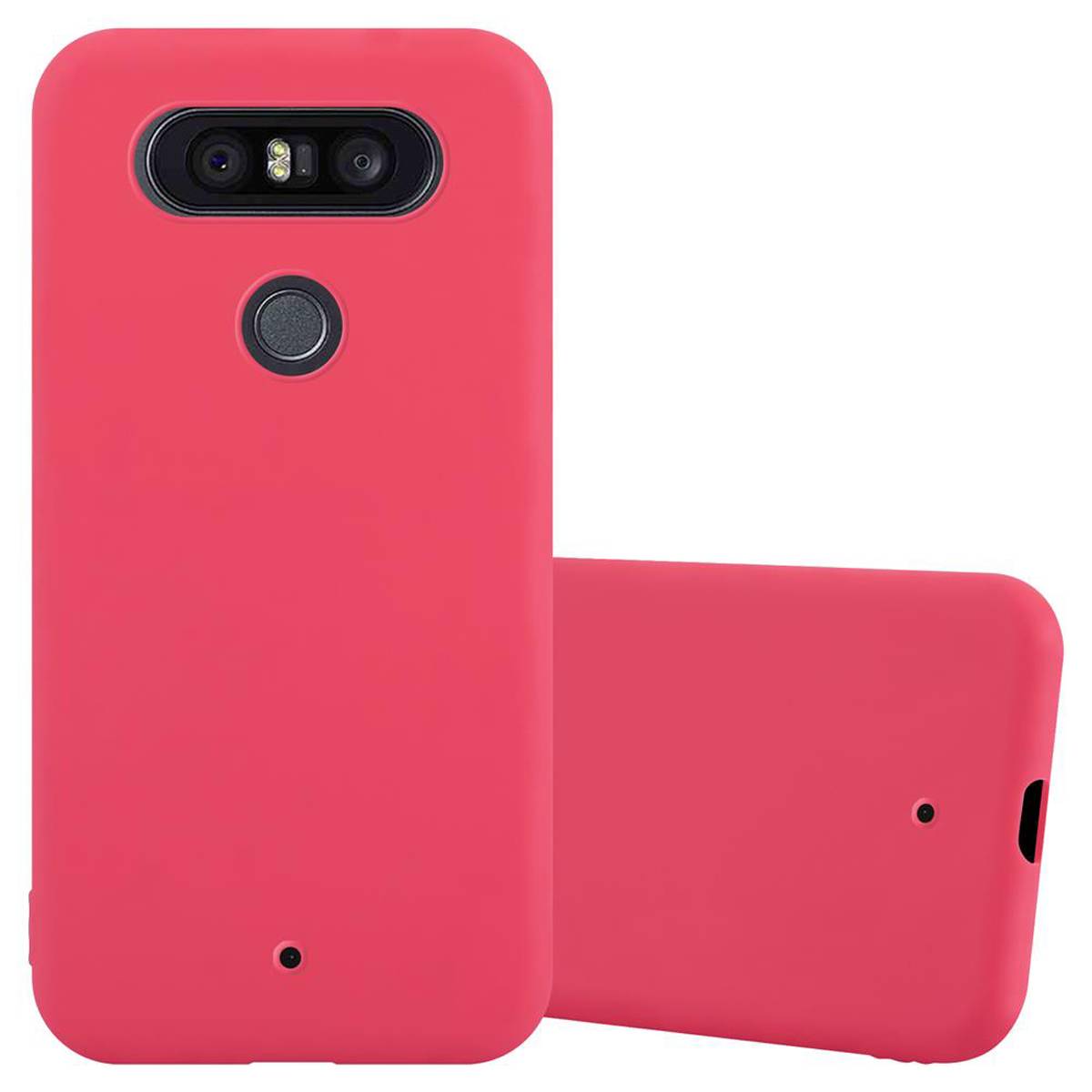 Cadorabo Hülle für LG Q8 Schutzhülle in Rot Handyhülle TPU Silikon Etui Case Cover