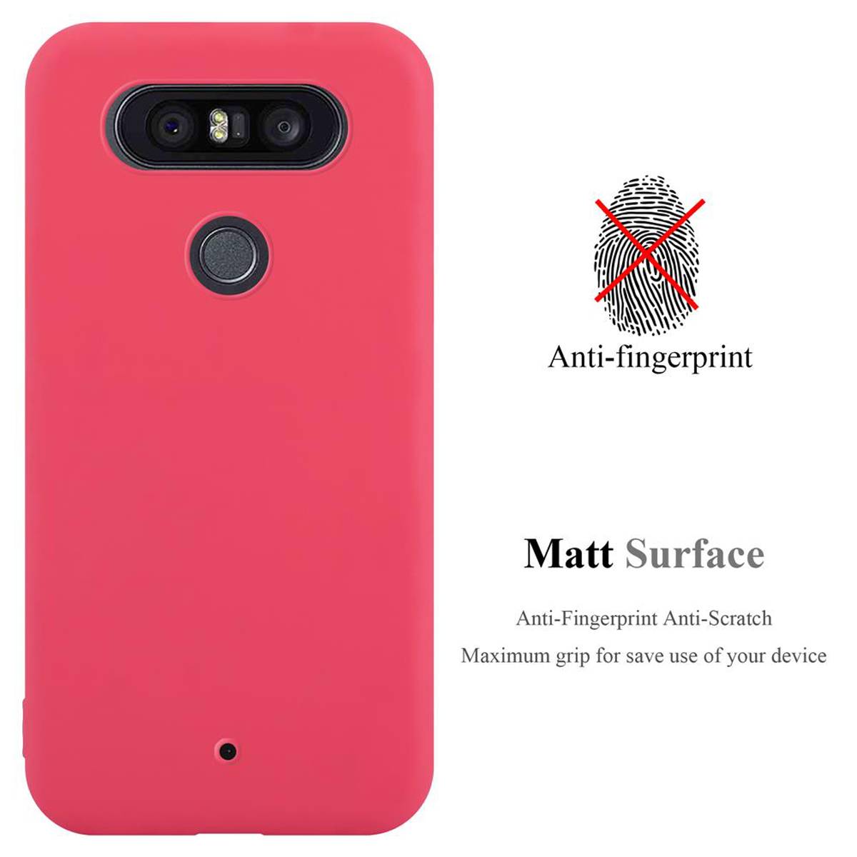 Cadorabo Hülle für LG Q8 Schutzhülle in Rot Handyhülle TPU Silikon Etui Case Cover