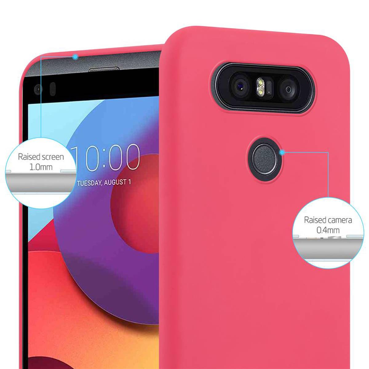 Cadorabo Hülle für LG Q8 Schutzhülle in Rot Handyhülle TPU Silikon Etui Case Cover