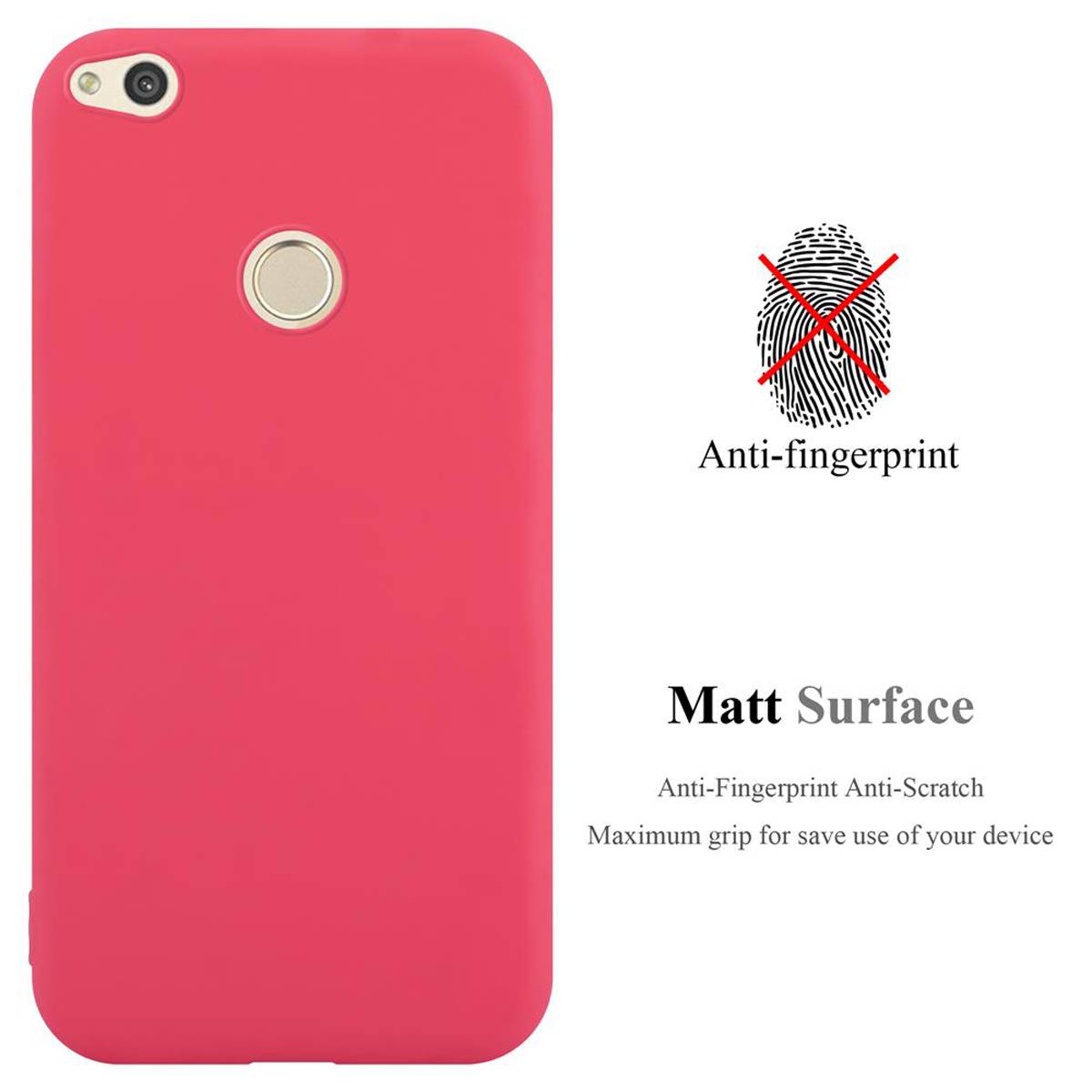Cadorabo Hülle für Huawei P8 LITE 2017 / P9 LITE 2017 Schutzhülle in Rot Handyhülle TPU Silikon Etui Case Cover