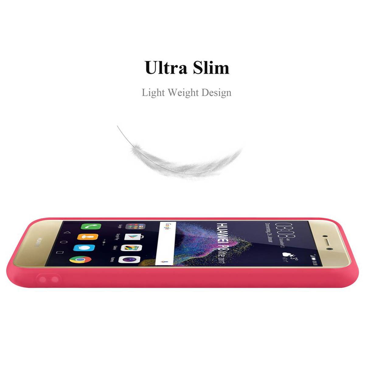 Cadorabo Hülle für Huawei P8 LITE 2017 / P9 LITE 2017 Schutzhülle in Rot Handyhülle TPU Silikon Etui Case Cover