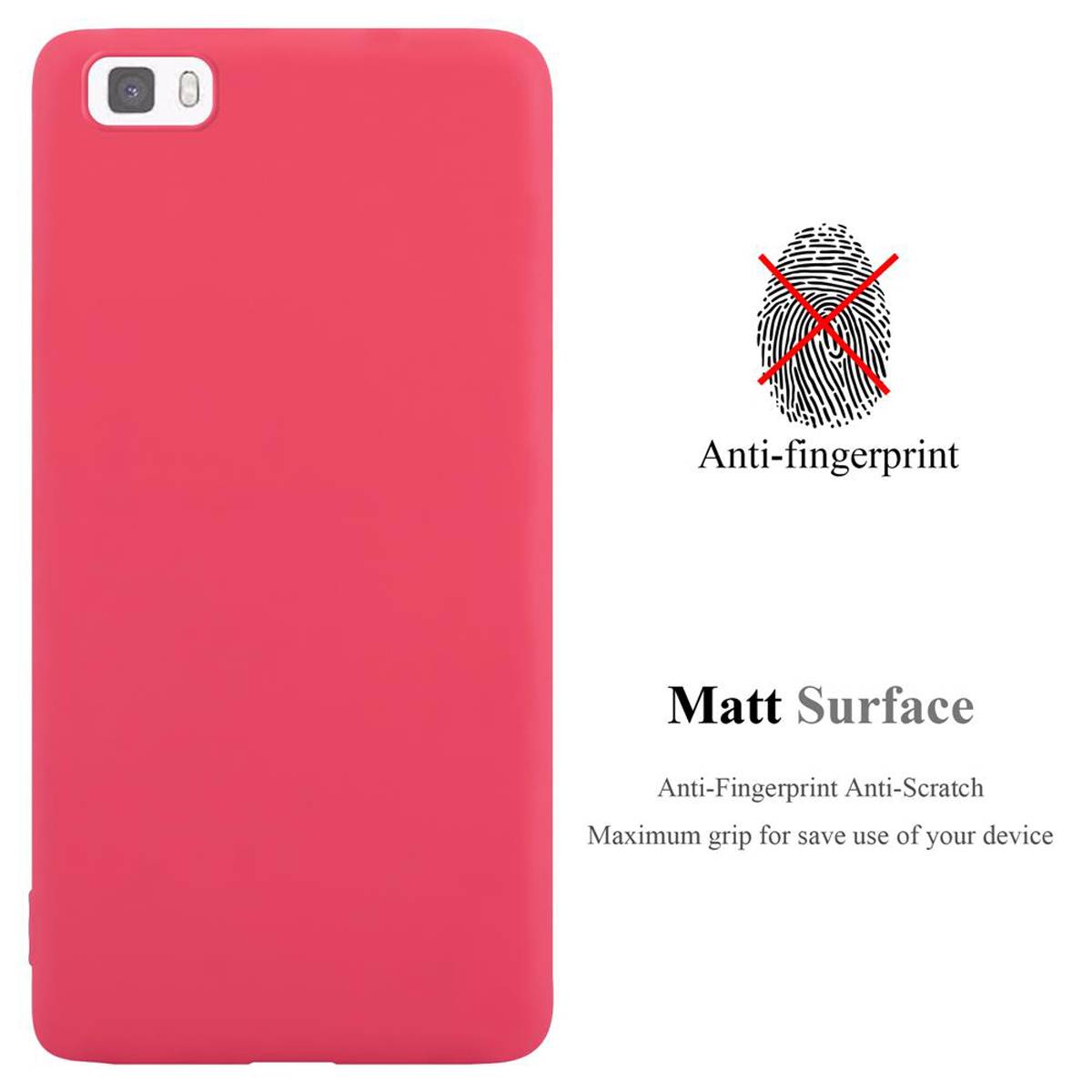 Cadorabo Hülle für Huawei P8 LITE 2015 Schutzhülle in Rot Handyhülle TPU Silikon Etui Case Cover