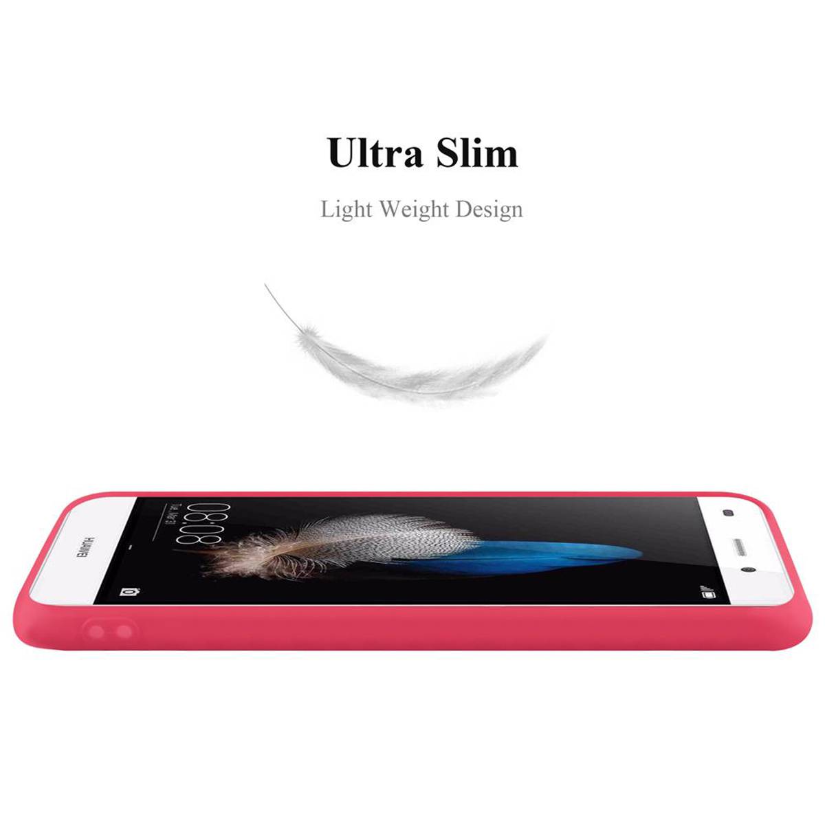 Cadorabo Hülle für Huawei P8 LITE 2015 Schutzhülle in Rot Handyhülle TPU Silikon Etui Case Cover