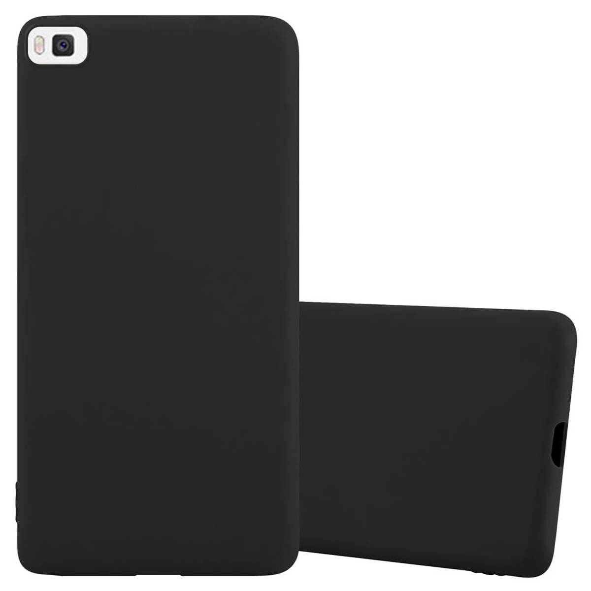 Cadorabo Hülle für Huawei P8 Schutzhülle in Schwarz Handyhülle TPU Silikon Etui Case Cover
