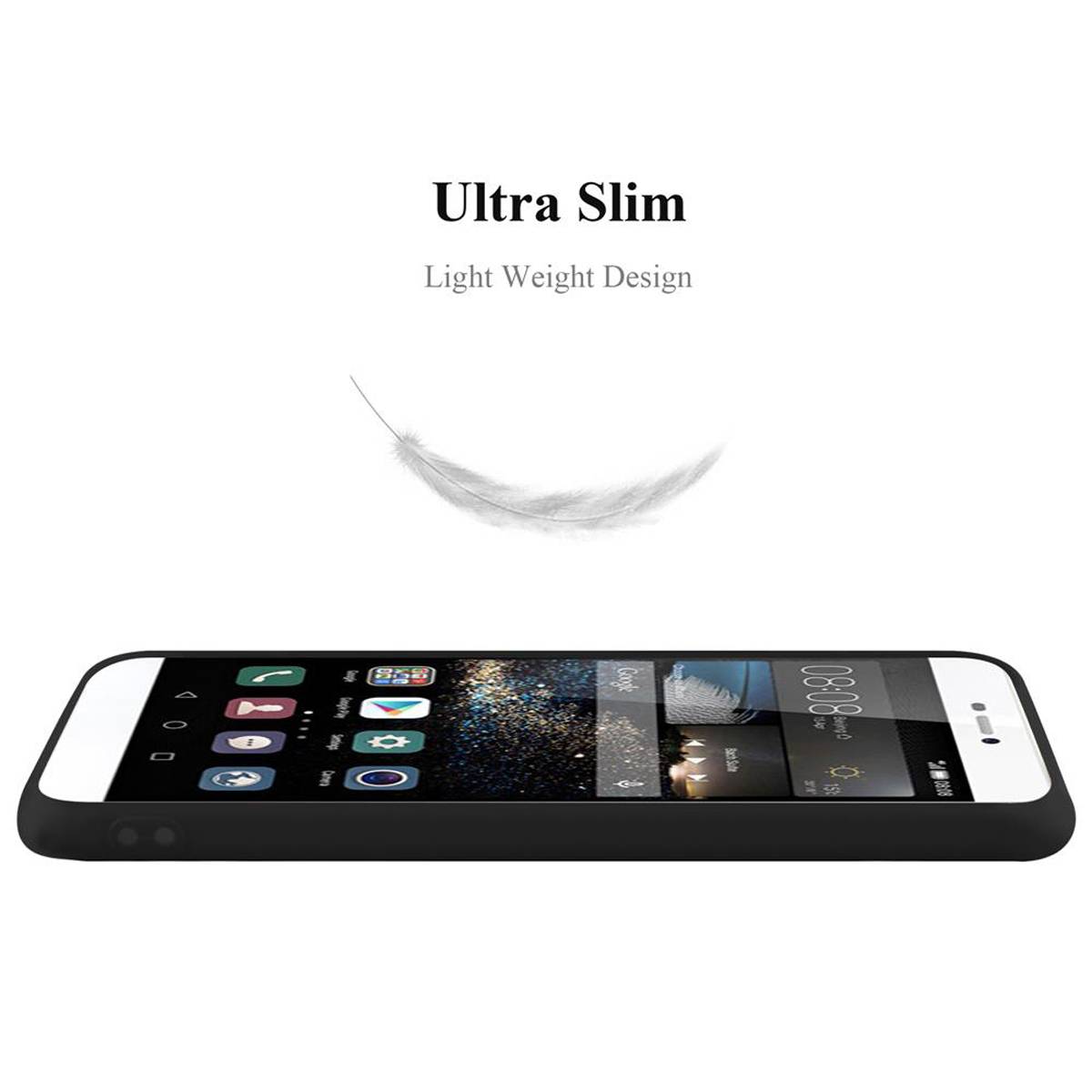 Cadorabo Hülle für Huawei P8 Schutzhülle in Schwarz Handyhülle TPU Silikon Etui Case Cover