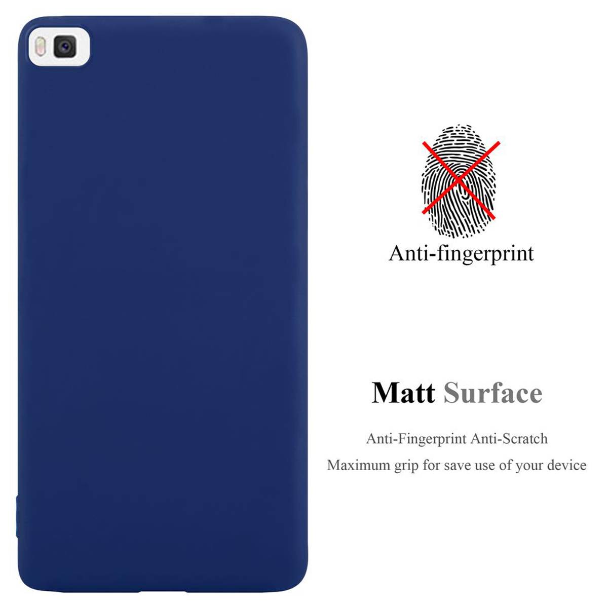 Cadorabo Hülle für Huawei P8 Schutzhülle in Blau Handyhülle TPU Silikon Etui Case Cover