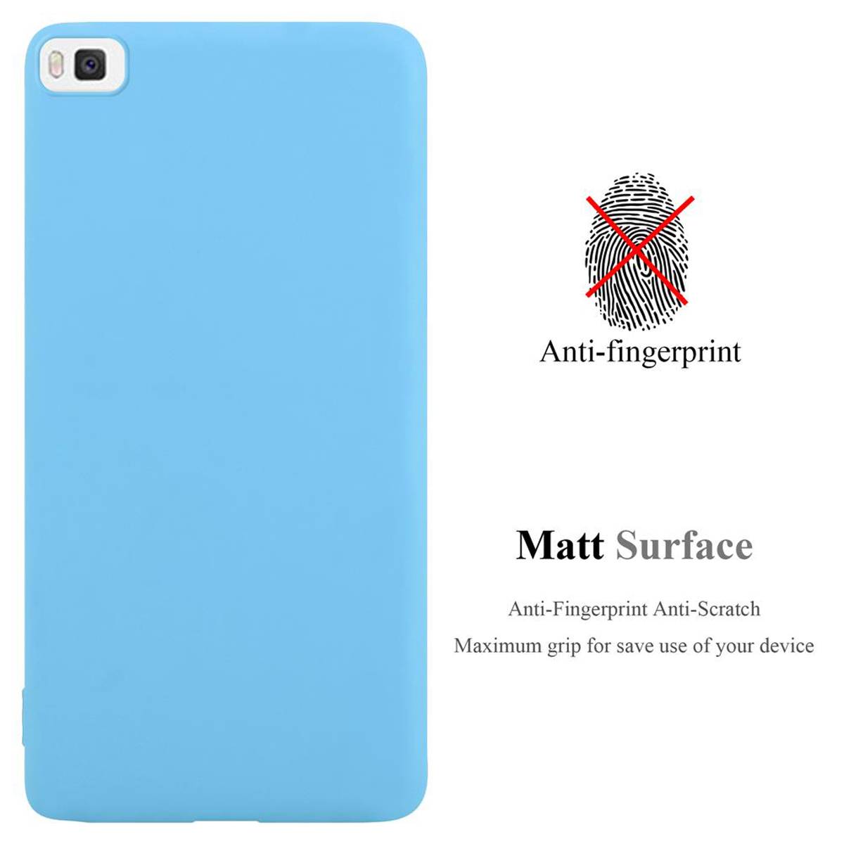 Cadorabo Hülle für Huawei P8 Schutzhülle in Blau Handyhülle TPU Silikon Etui Case Cover
