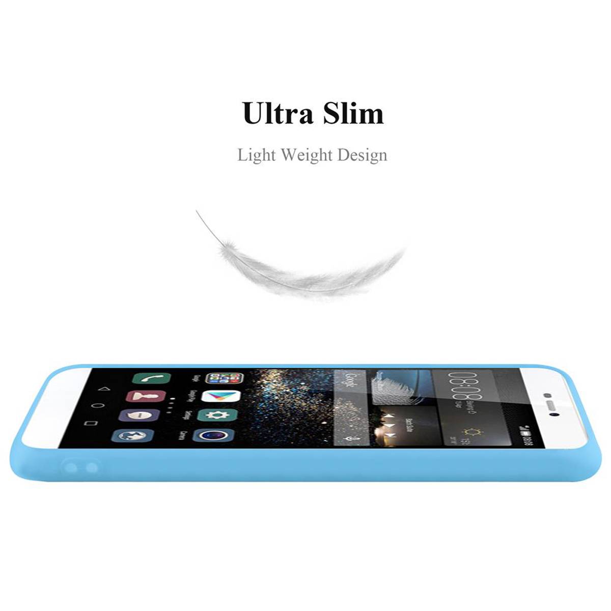 Cadorabo Hülle für Huawei P8 Schutzhülle in Blau Handyhülle TPU Silikon Etui Case Cover