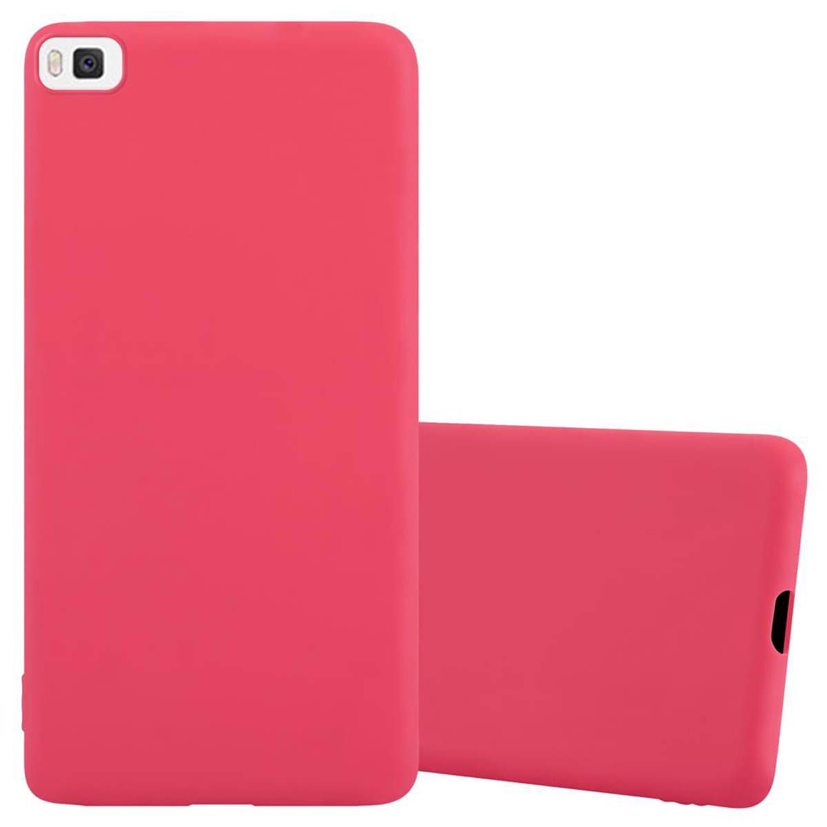 Cadorabo Hülle für Huawei P8 Schutzhülle in Rot Handyhülle TPU Silikon Etui Case Cover