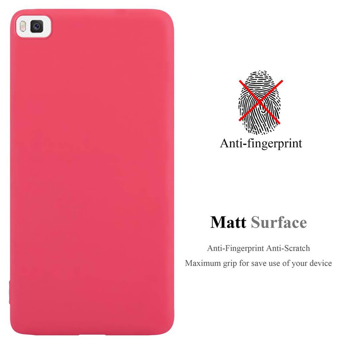 Cadorabo Hülle für Huawei P8 Schutzhülle in Rot Handyhülle TPU Silikon Etui Case Cover