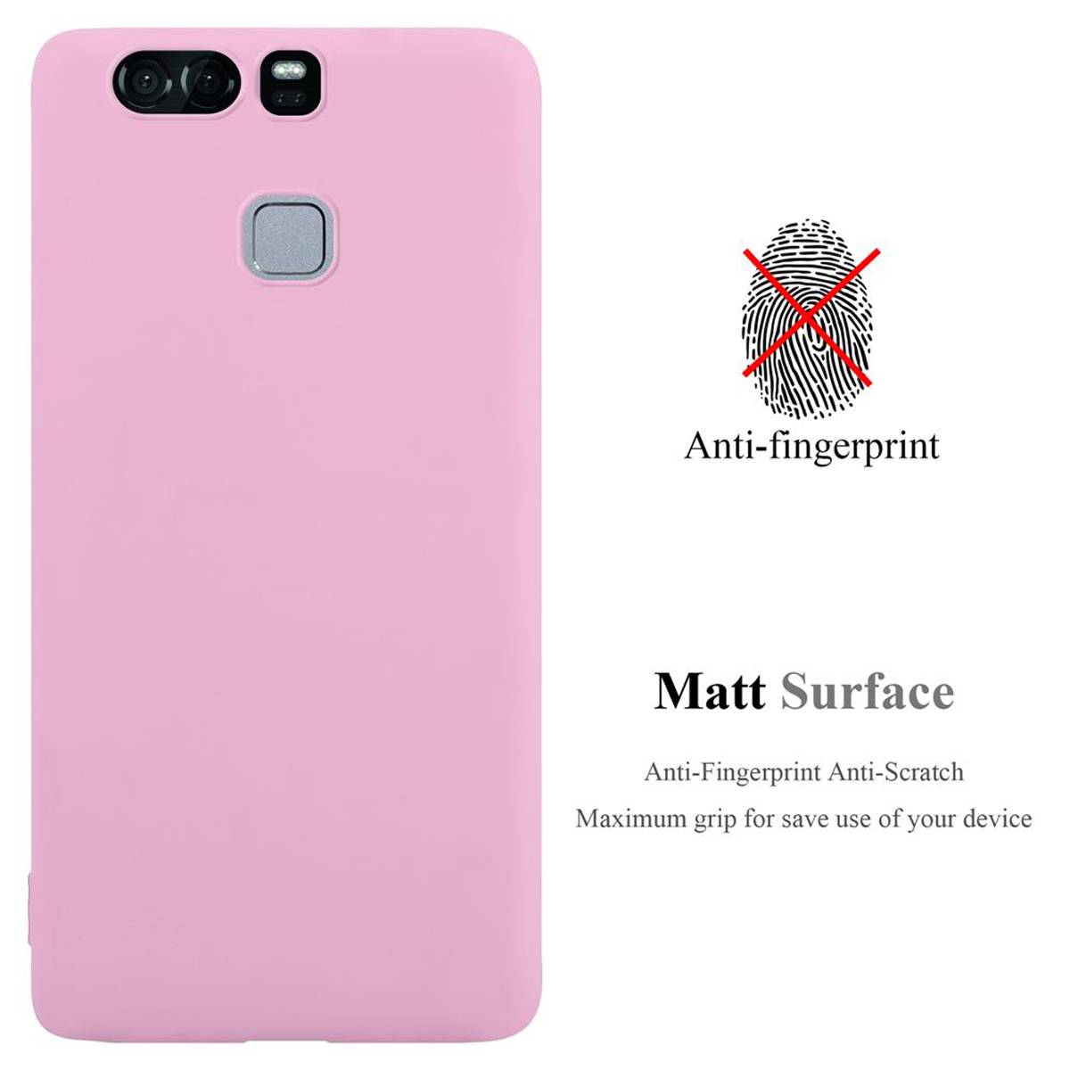 Cadorabo Hülle für Huawei P9 Schutzhülle in Rosa Handyhülle TPU Silikon Etui Case Cover